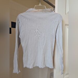 Light gray long sleeve Lettuce trim mesh top  Size M